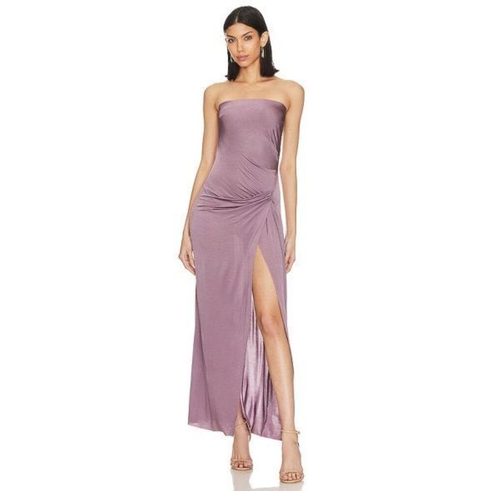 Bec + Bridge Womens Strapless Ruched Stretch Jersey Petra Maxi Dress Mauve Sz 6